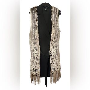 Origami Crochet and Lace Fringed Duster/Kimono